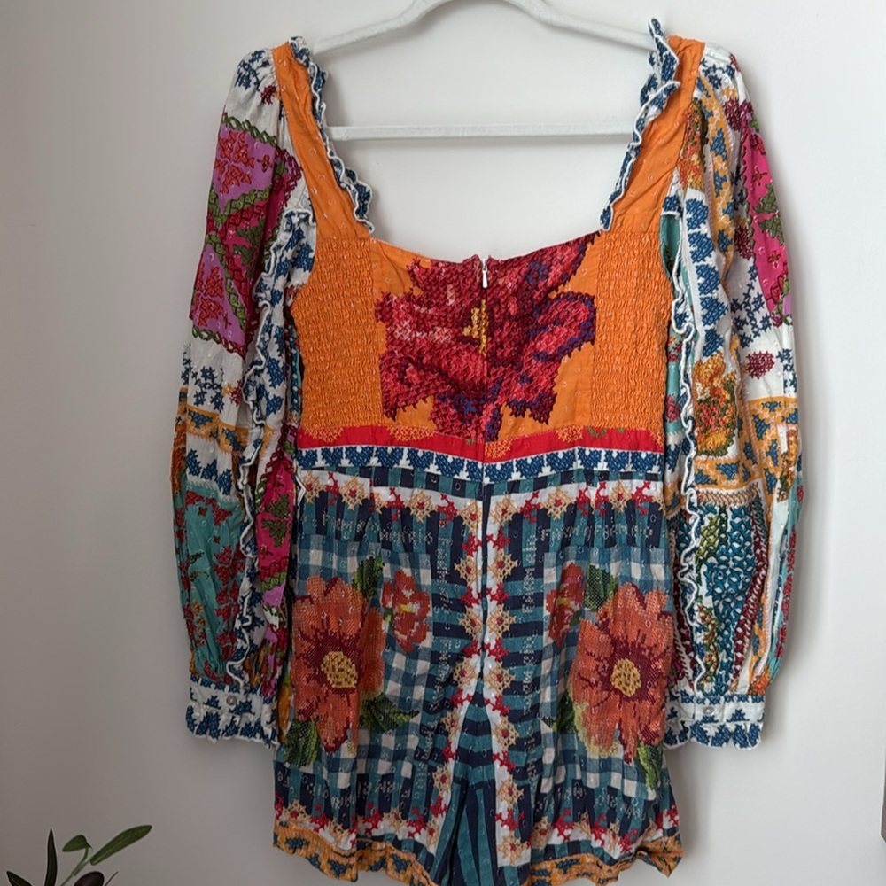 Farm Rio Summer Stitches Romper,Size M - Picture 11 of 13